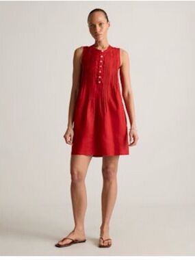 Quince Red Sleeveless Linen Dress NWT